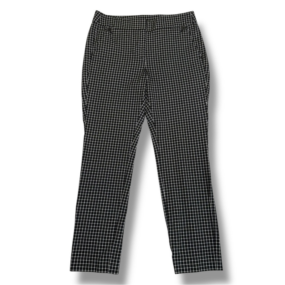 LOFT Black & White Checked Cropped Ankle Pants - Picture 2 of 8